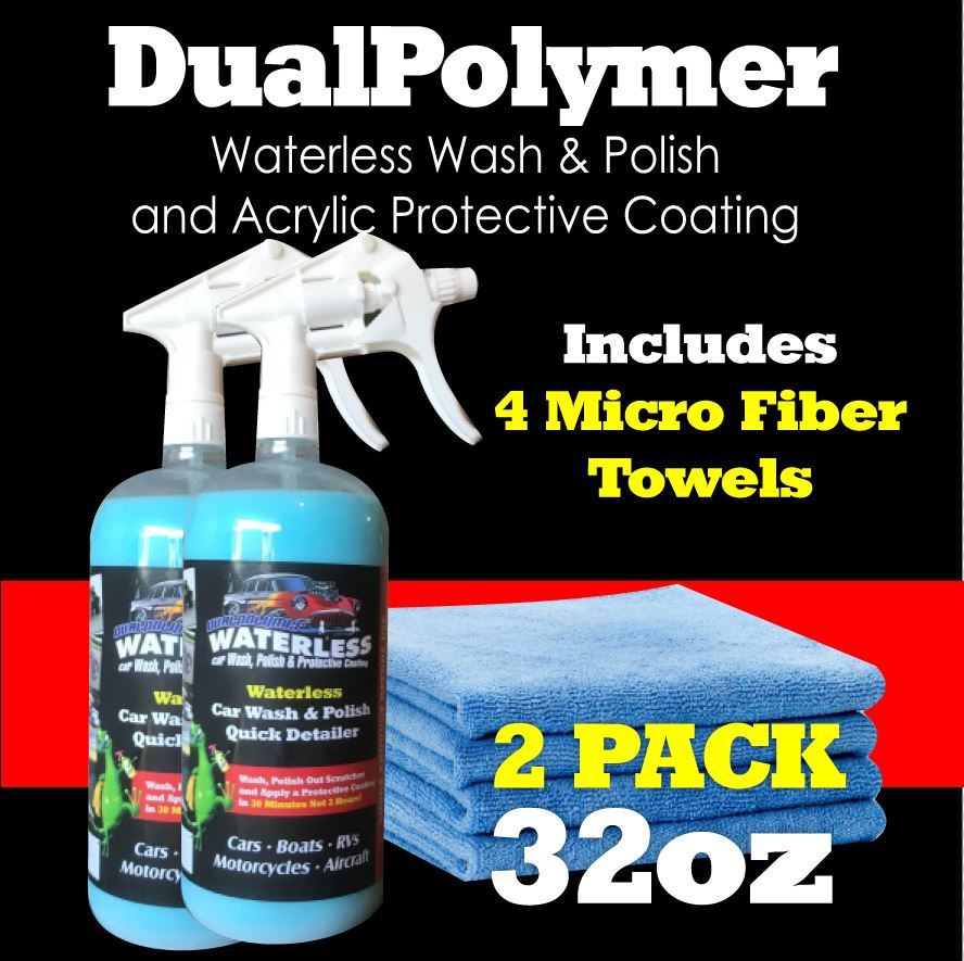 TWO PACK  DualPolymer Single 32oz with MicroFiber Towels